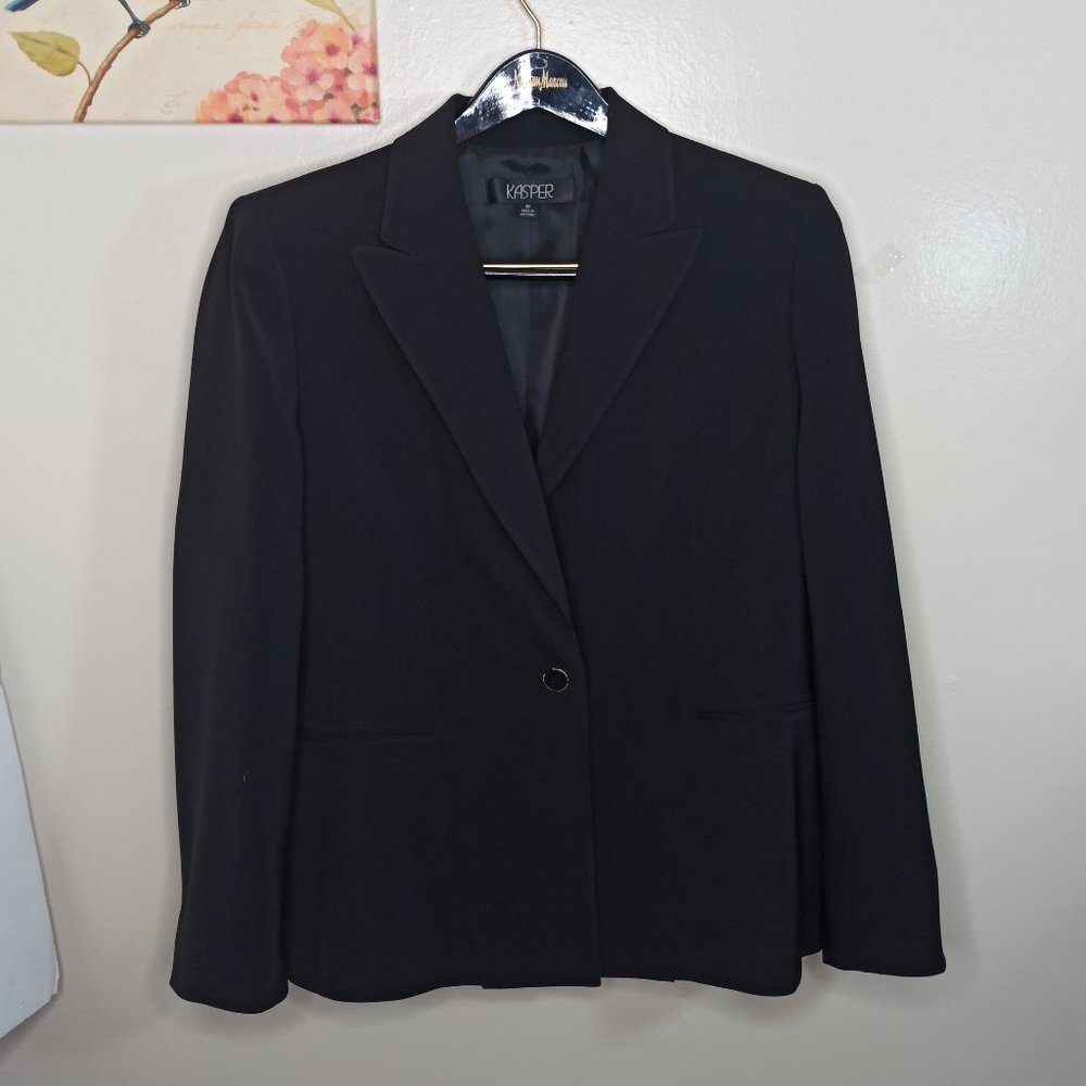 Kasper Jacket Black Suit Blazer One Button 18